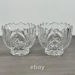 Vintage Lead Crystal Candle Holder Set 3pc Pedestal Votive Scalloped Cut Glass