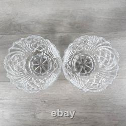 Vintage Lead Crystal Candle Holder Set 3pc Pedestal Votive Scalloped Cut Glass