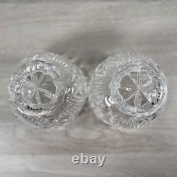 Vintage Lead Crystal Candle Holder Set 3pc Pedestal Votive Scalloped Cut Glass
