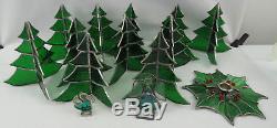 Vintage Lot of 14 Stained Glass Ornaments Angels Christmas Tree Candle Holder