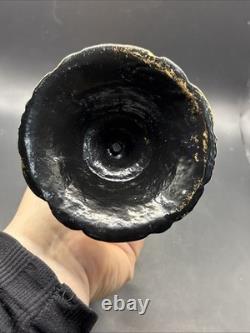 Vintage MCM Hollywood Regency Amber Glass Stacked Candlestick Holders Set Of 3