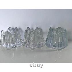 Vintage MCM Nybro Sweden Crystal Glass Volcano Votive Candle Holders Rune Strand