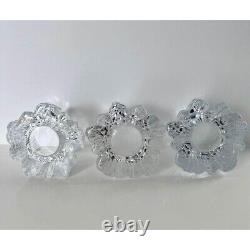 Vintage MCM Nybro Sweden Crystal Glass Volcano Votive Candle Holders Rune Strand