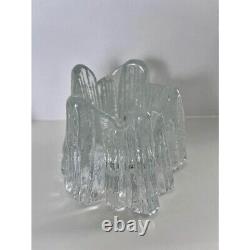 Vintage MCM Nybro Sweden Crystal Glass Volcano Votive Candle Holders Rune Strand