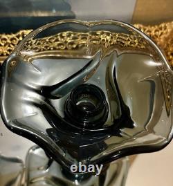 Vintage MCM Viking Epic Steel Draped Footed Glass Candle Holders #7102 5