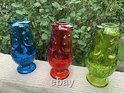 Vintage MCM Viking Glass OWL FAIRY LAMPS, sold As A LOT of 3pcs, FREE SHIPPING