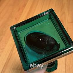 Vintage MMA Dark Green Imperial Glass Dolphin Koi Fish Candlestick Holder Pair
