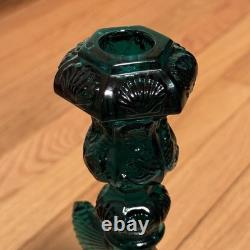Vintage MMA Dark Green Imperial Glass Dolphin Koi Fish Candlestick Holder Pair