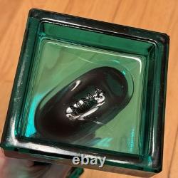 Vintage MMA Dark Green Imperial Glass Dolphin Koi Fish Candlestick Holder Pair