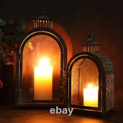 Vintage Matel Candle Lantern Set Glass Candle Holder Home Decoration Wedding