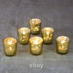 Vintage Mercury Glass Candle Holders 2.5-Inch, Lila Design, Liquid Motif, Go