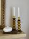 Vintage Midcentury Hand Blown Amber Bubble Glass Candle Holders Mcm