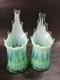 Vintage Modern Decor Turquoise Glass Candlestick Holder Set Of 2