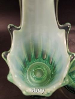 Vintage Modern Decor Turquoise Glass Candlestick Holder Set Of 2