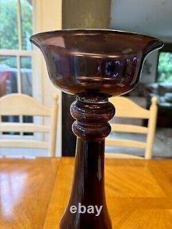 Vintage Murano Large Deep Purple/Amethyst Glass Candleholder