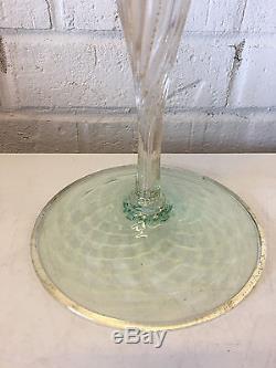 Vintage Murano Venetian Art Glass Tall Candle Stick Candle Holder with Gold Flecks