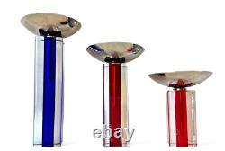 Vintage Murano Venini Candelboi Set of Three Glass Candle Holders