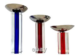 Vintage Murano Venini Candelboi Set of Three Glass Candle Holders