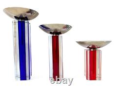 Vintage Murano Venini Candelboi Set of Three Glass Candle Holders