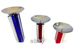 Vintage Murano Venini Candelboi Set of Three Glass Candle Holders