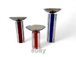 Vintage Murano Venini Candelboi Set of Three Glass Candle Holders