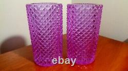 Vintage Neodymium Crystal Diamond Glass Pillar Candle Stick Holders Vase Purple
