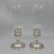 Vintage Newport Sterling Silver Weighted Candle Holders Etched Glass Shades Pair