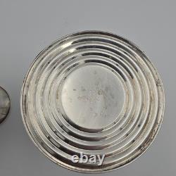 Vintage Newport Sterling Silver Weighted Candle Holders Etched Glass Shades Pair
