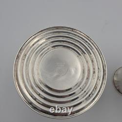 Vintage Newport Sterling Silver Weighted Candle Holders Etched Glass Shades Pair