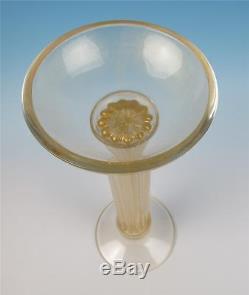 Vintage OGGETTI Murano 19 Pillar Candle Holder with Gold Aventurine Glass Italian