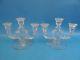 Vintage Old Used Unbranded Clear Glass 3 Candle Holders Standing Candelabras