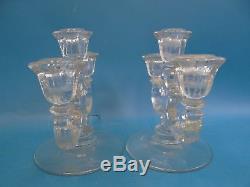 Vintage Old Used Unbranded Clear Glass 3 Candle Holders Standing Candelabras