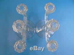 Vintage Old Used Unbranded Clear Glass 3 Candle Holders Standing Candelabras