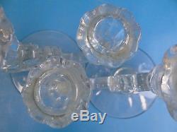 Vintage Old Used Unbranded Clear Glass 3 Candle Holders Standing Candelabras