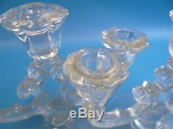 Vintage Old Used Unbranded Clear Glass 3 Candle Holders Standing Candelabras