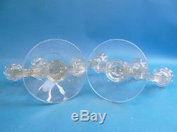 Vintage Old Used Unbranded Clear Glass 3 Candle Holders Standing Candelabras