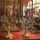 Vintage Pair Brass 4 Arm Hollywood Regency Candelabras- Prisms- Gorgeous