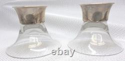 Vintage Pair ALLAN ADLER Sterling Silver Glass Candle Holders/Dessert Dish