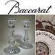 Vintage Pair Baccarat Crystal Bambous Swirl Heavy 9 Candlesticks Candle Holders