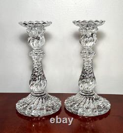 Vintage Pair BACCARAT CRYSTAL Bambous Swirl Heavy 9 Candlesticks Candle Holders