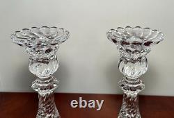 Vintage Pair BACCARAT CRYSTAL Bambous Swirl Heavy 9 Candlesticks Candle Holders