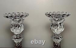 Vintage Pair BACCARAT CRYSTAL Bambous Swirl Heavy 9 Candlesticks Candle Holders