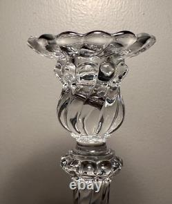 Vintage Pair BACCARAT CRYSTAL Bambous Swirl Heavy 9 Candlesticks Candle Holders