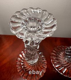 Vintage Pair BACCARAT CRYSTAL Bambous Swirl Heavy 9 Candlesticks Candle Holders