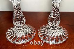 Vintage Pair BACCARAT CRYSTAL Bambous Swirl Heavy 9 Candlesticks Candle Holders