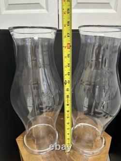 Vintage Pair Blenko Hurricane Candle Holders CW-10 Colonial Williamsburg