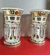 Vintage Pair Bohemian Mantle Luster White Glass & Gold With Crystal Prisms