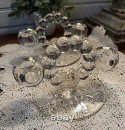 Vintage Pair Imperial Glass Candlewick Candle Holders Clear