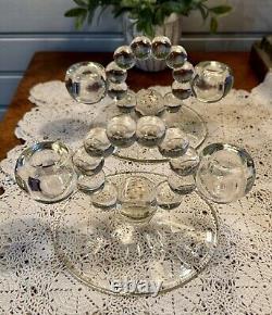 Vintage Pair Imperial Glass Candlewick Candle Holders Clear