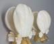 Vintage Pair Murano Glass Seashell Candle Holders White With Gold Flecks